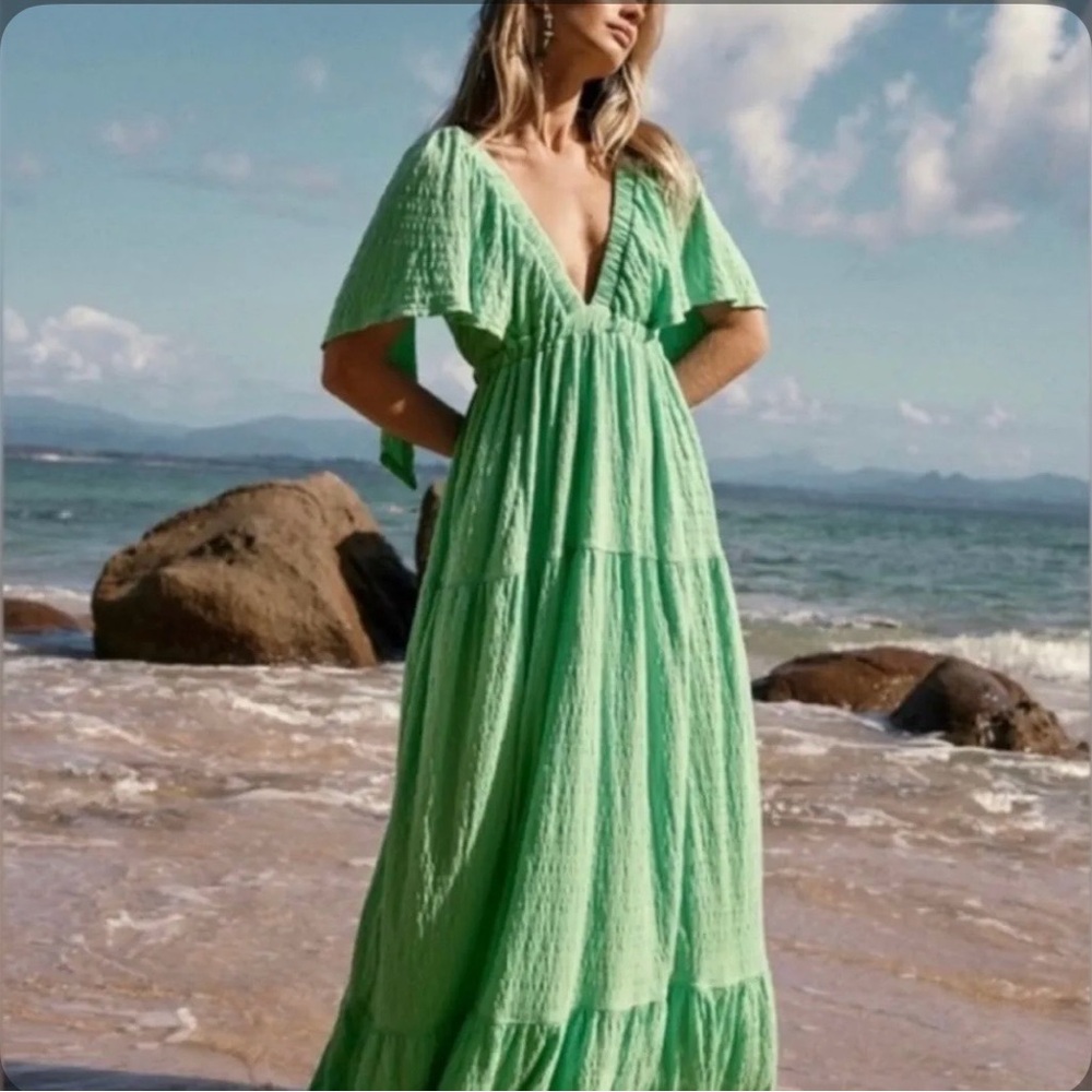 NWOT Free People La La Maxi Dress Mint Green SOLD OUT Large